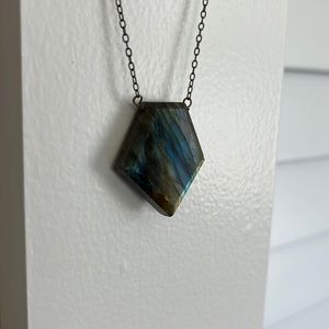 Labradorite necklace sterling silver chain